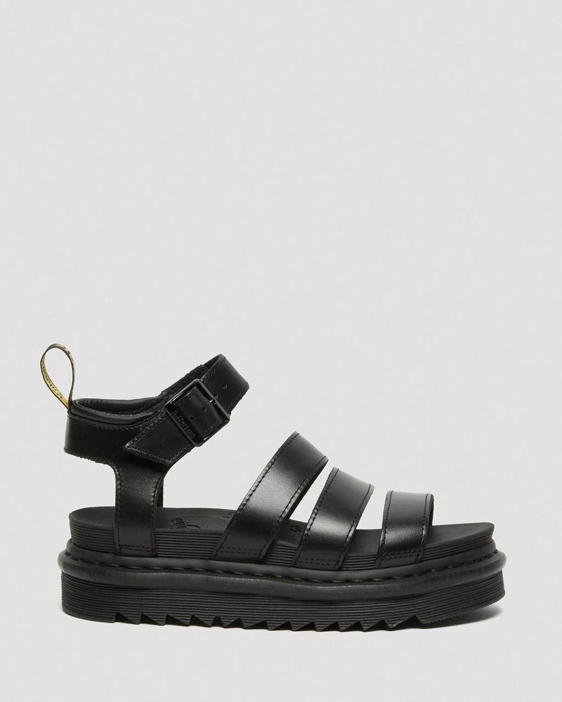 Black Dr Martens Blaire - Brando Leather Strap Sandals (Brando) Sandals | MC28-R6FF