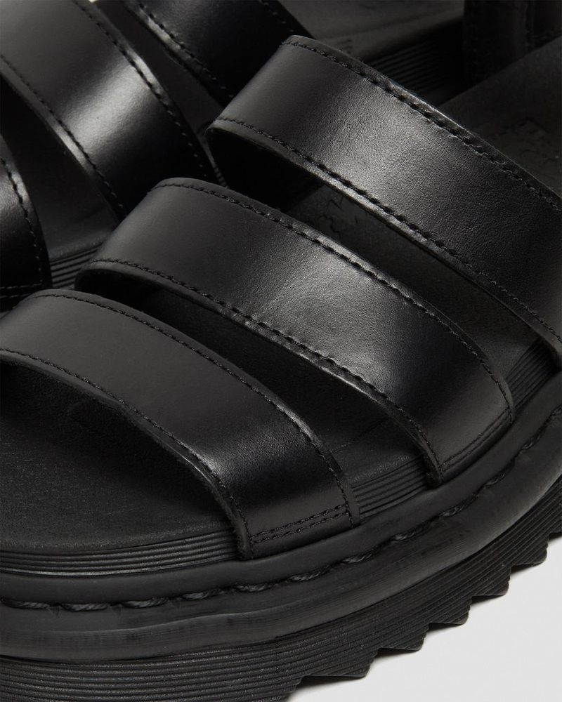 Black Dr Martens Blaire - Brando Leather Strap Sandals (Brando) Sandals | MC28-R6FF