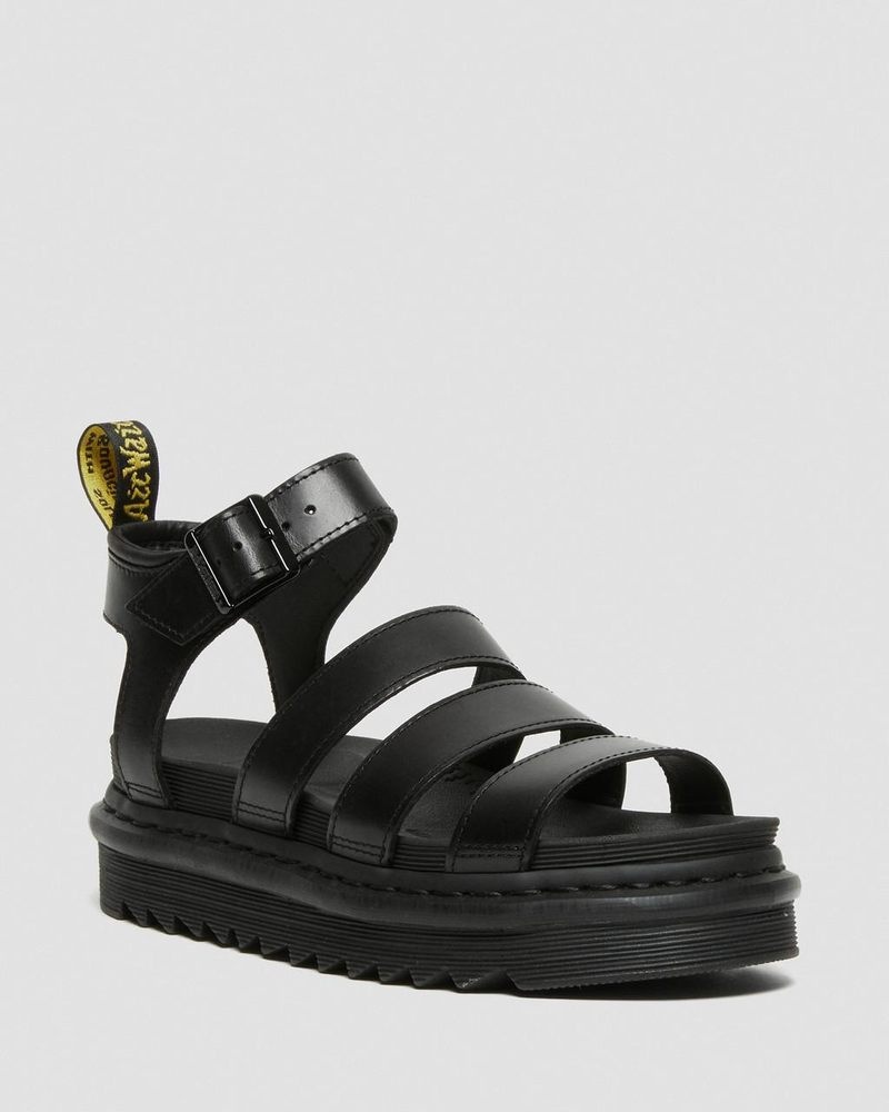 Black Dr Martens Blaire - Brando Leather Strap Sandals (Brando) Sandals | MC28-R6FF