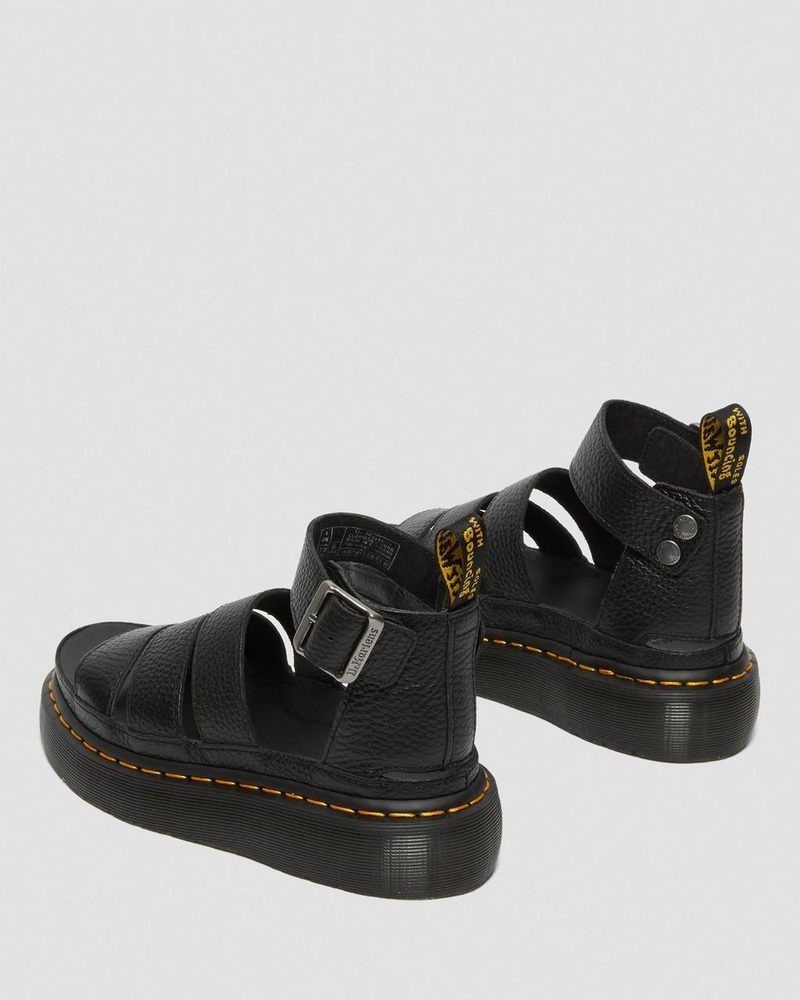 Black Dr Martens Clarissa II - Leather Platform Sandals (Milled Nappa) Platforms Sandals | GJ30-B3MA