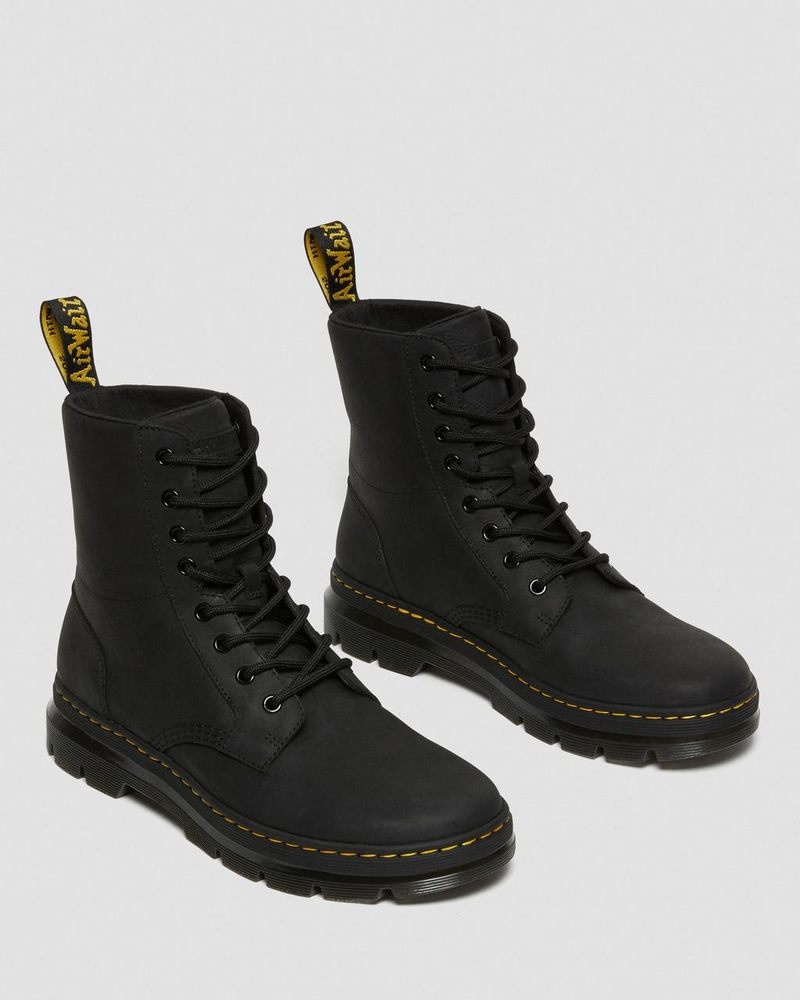 Black Dr Martens Combs Leather Casual Boots (Wyoming) Boots | YT90-O4TZ