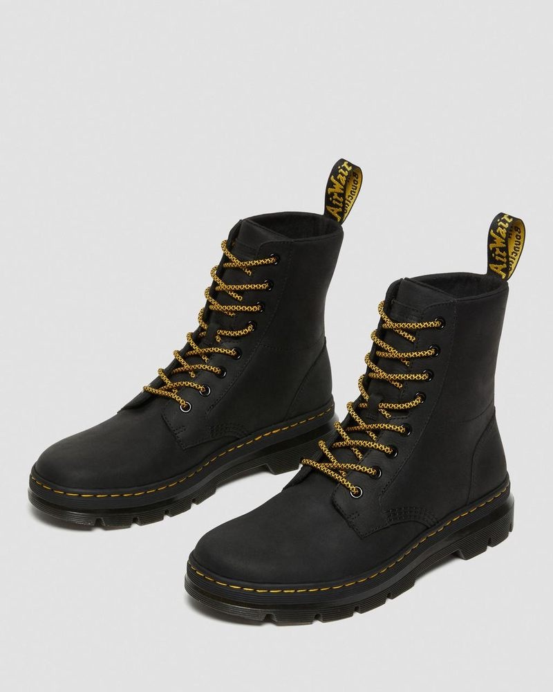 Black Dr Martens Combs Leather Casual Boots (Wyoming) Boots | YT90-O4TZ