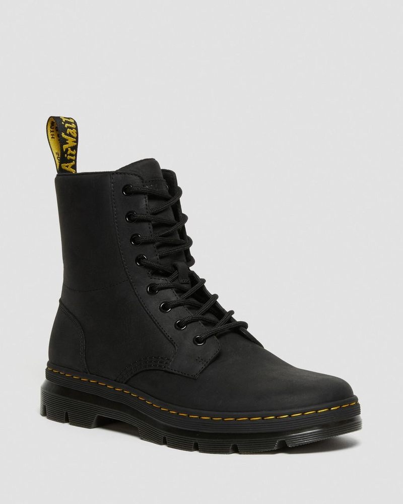 Black Dr Martens Combs Leather Casual Boots (Wyoming) Boots | YT90-O4TZ