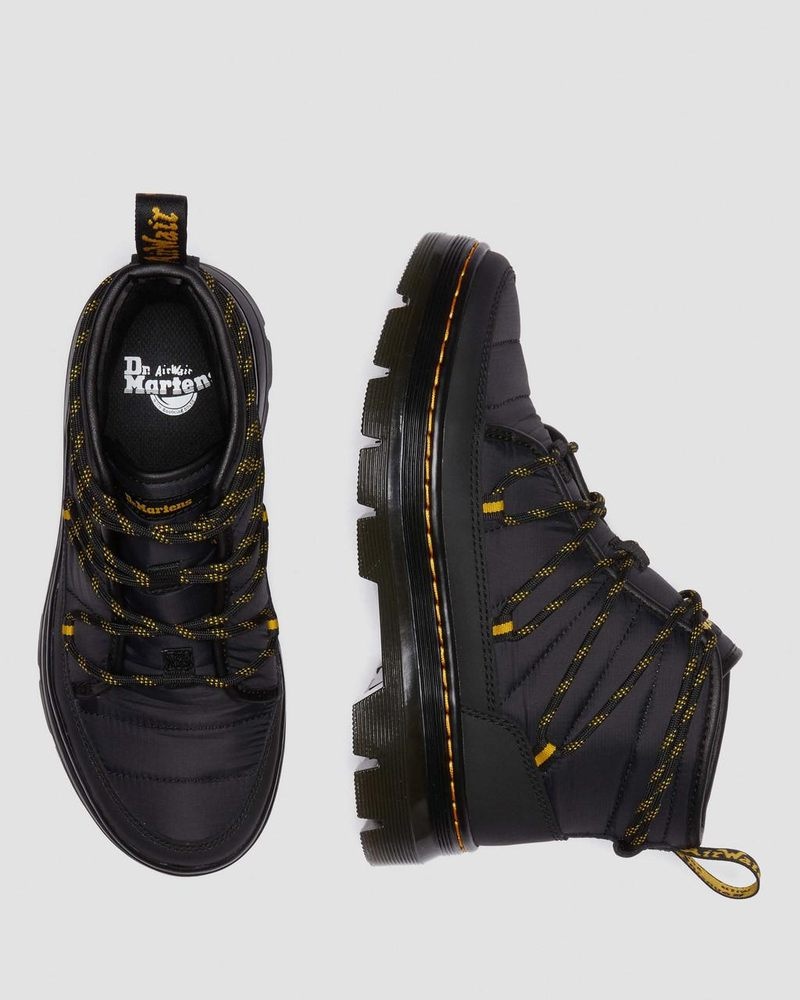 Black Dr Martens Combs - Padded Casual Boots (Rubberised Leather+Warm Quilted) Boots | DL94-J5VG