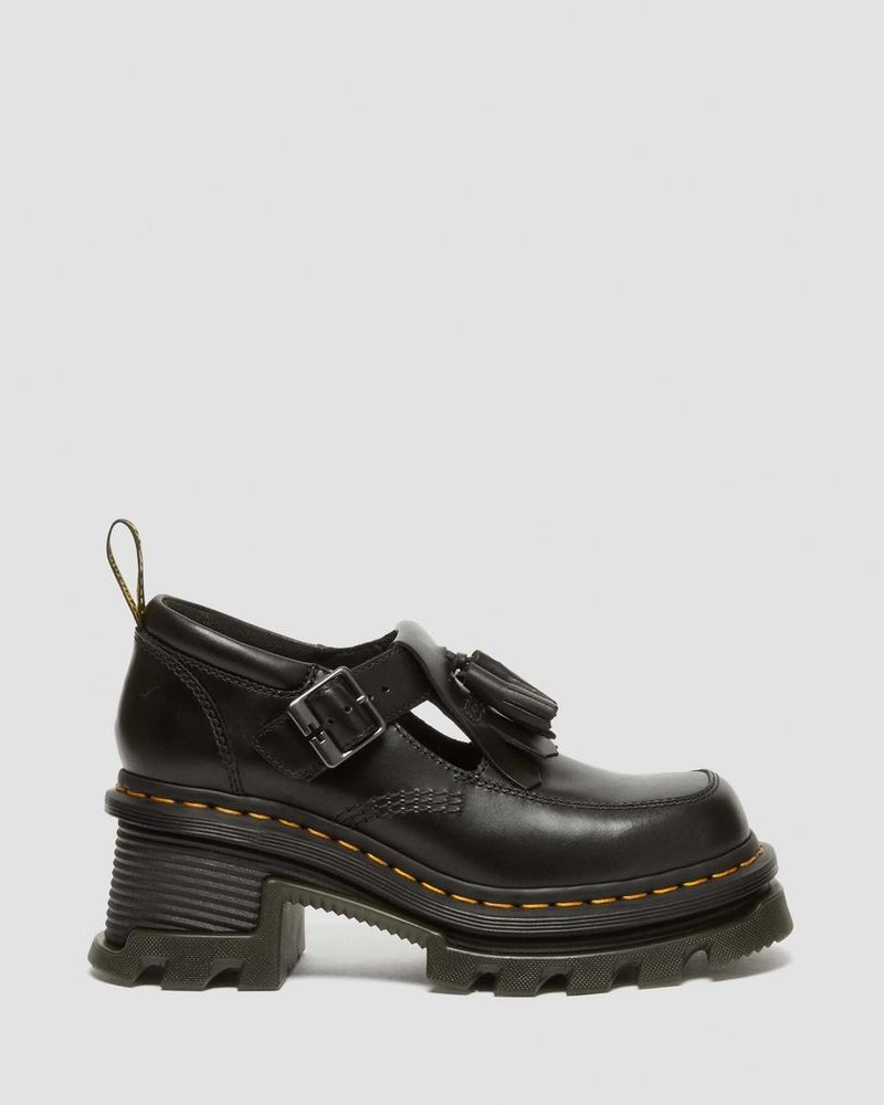 Black Dr Martens Corran Atlas Leather Mary Jane Heeled Shoes (Atlas) Shoes | UA67-G7QK