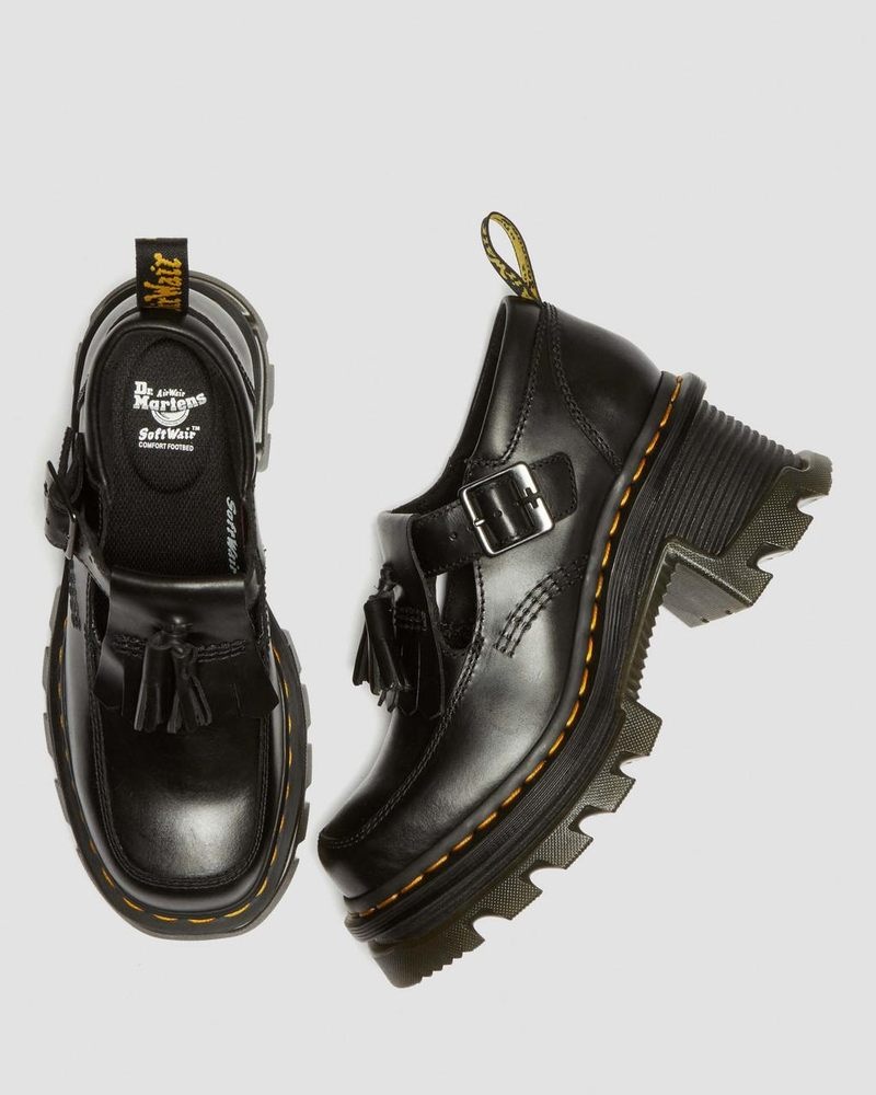 Black Dr Martens Corran Atlas Leather Mary Jane Heeled Shoes (Atlas) Shoes | UA67-G7QK