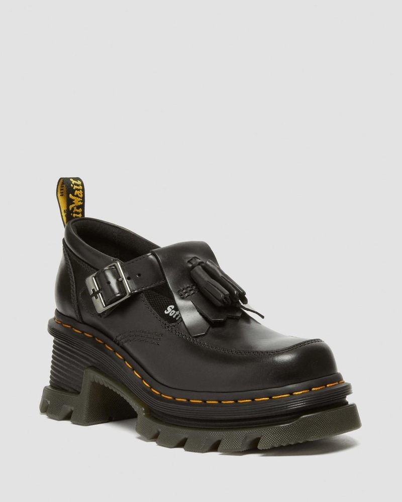 Black Dr Martens Corran Atlas Leather Mary Jane Heeled Shoes (Atlas) Shoes | UA67-G7QK