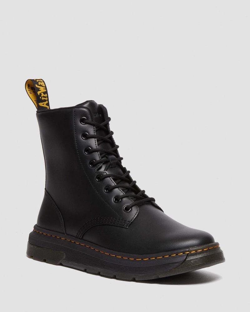 Black Dr Martens Crewson Classic Leather Everyday Boots Boots | YB47-D8ZU