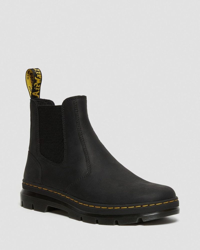 Black Dr Martens Embury Leather Casual Chelsea Boots (Wyoming) Boots | VF40-W7JF