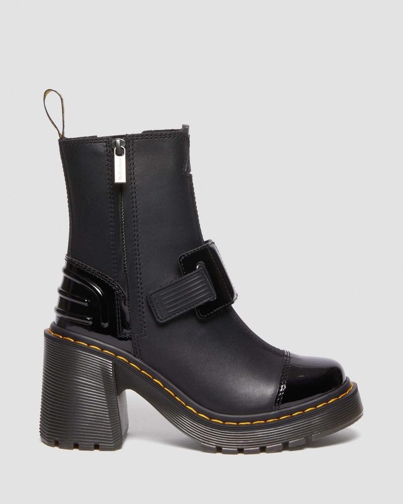 Black Dr Martens Gaya Alternative Leather Heeled Chelsea Boots (Sendal + Soft Patent Pu) Platforms Boots | IU70-A6MG