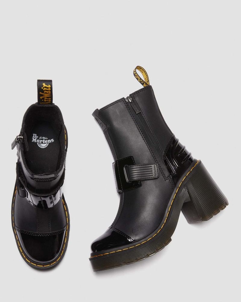 Black Dr Martens Gaya Alternative Leather Heeled Chelsea Boots (Sendal + Soft Patent Pu) Platforms Boots | IU70-A6MG