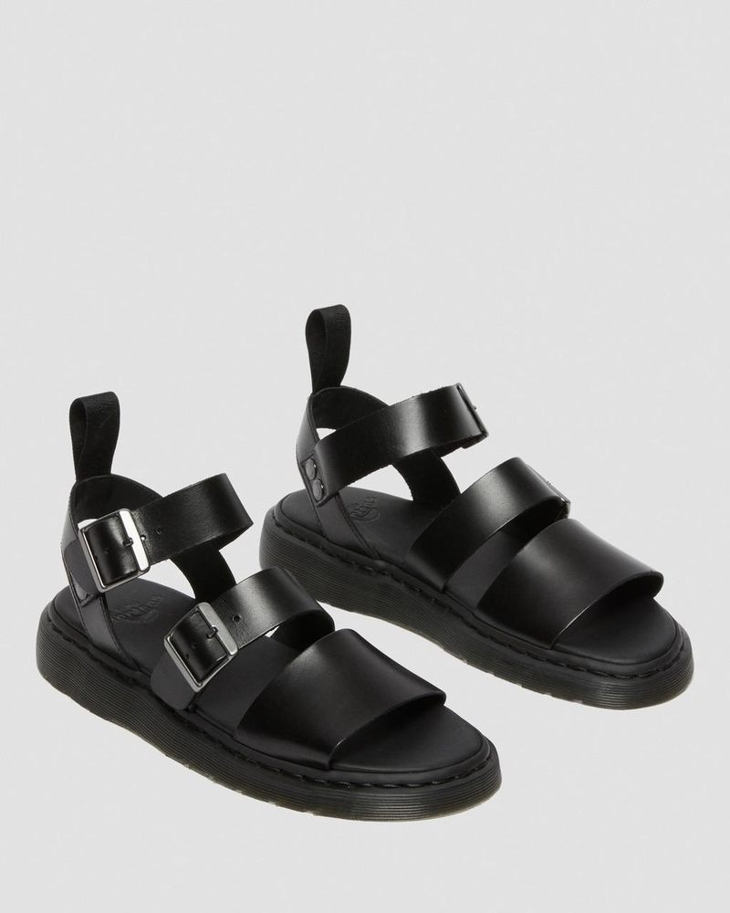 Black Dr Martens Gryphon Brando Leather Gladiator Sandals (Brando) Sandals | EQ55-X9KT