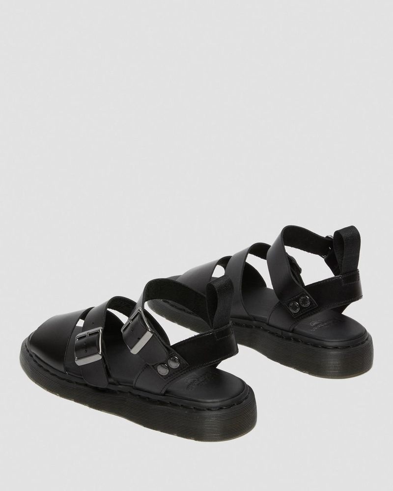 Black Dr Martens Gryphon Brando Leather Gladiator Sandals (Brando) Sandals | EQ55-X9KT