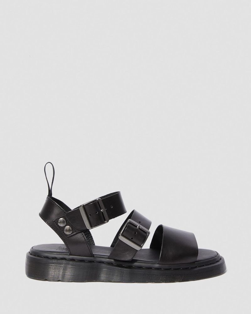 Black Dr Martens Gryphon Brando Leather Gladiator Sandals (Brando) Sandals | EQ55-X9KT