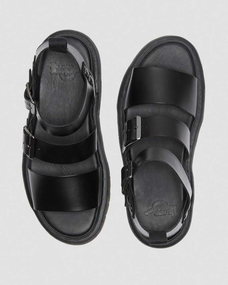 Black Dr Martens Gryphon Brando Leather Gladiator Sandals (Brando) Sandals | EQ55-X9KT