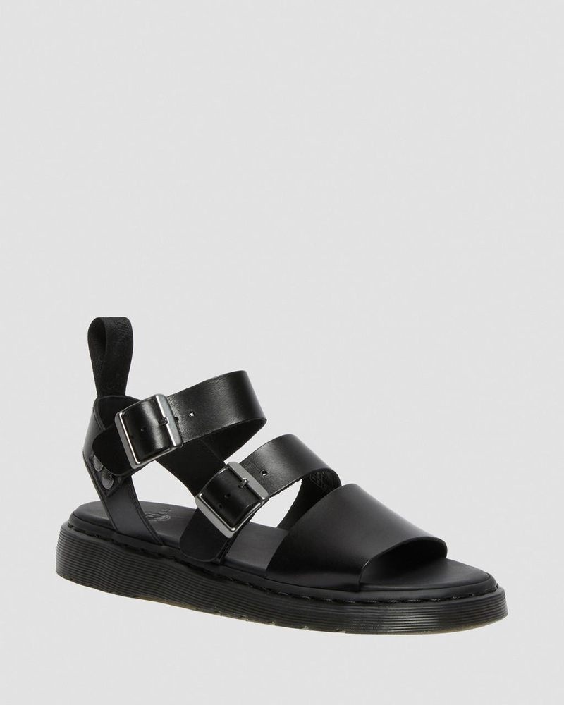 Black Dr Martens Gryphon Brando Leather Gladiator Sandals (Brando) Sandals | EQ55-X9KT