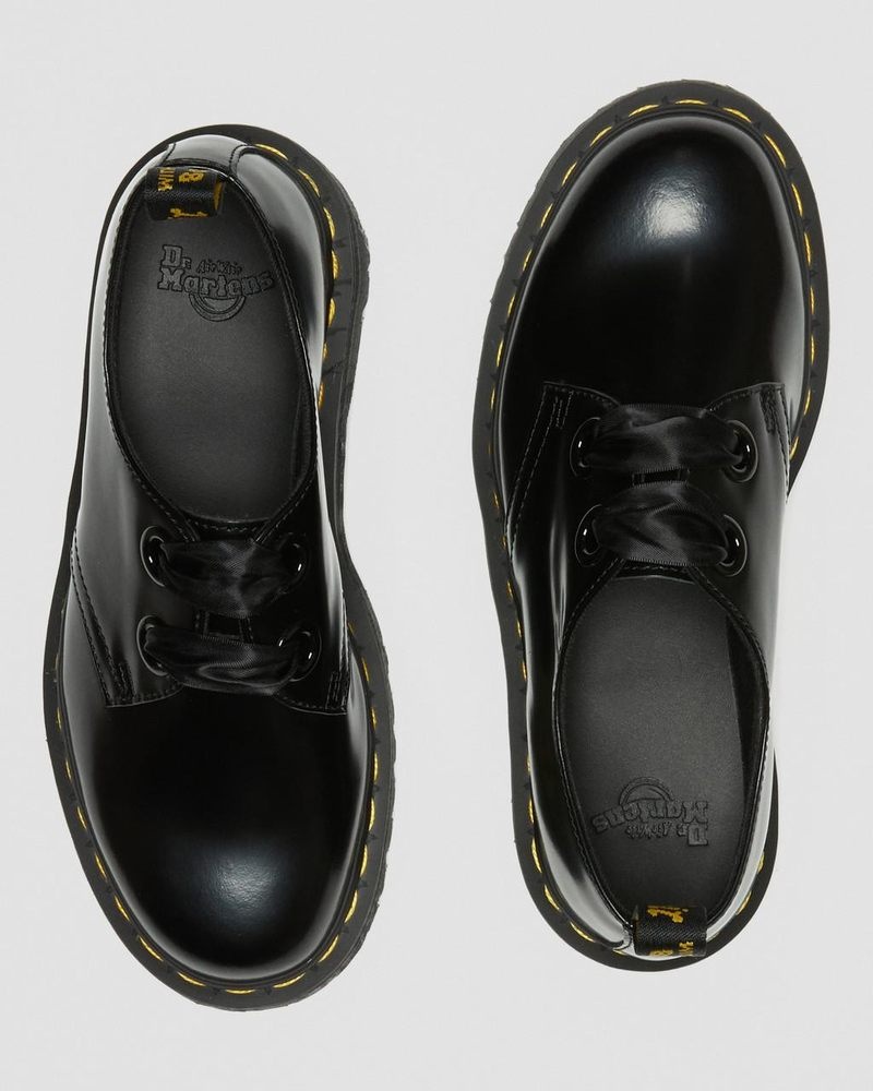 Black Dr Martens Holly - Leather Platform Shoes (Buttero) Platforms Shoes | UQ53-Q6MF