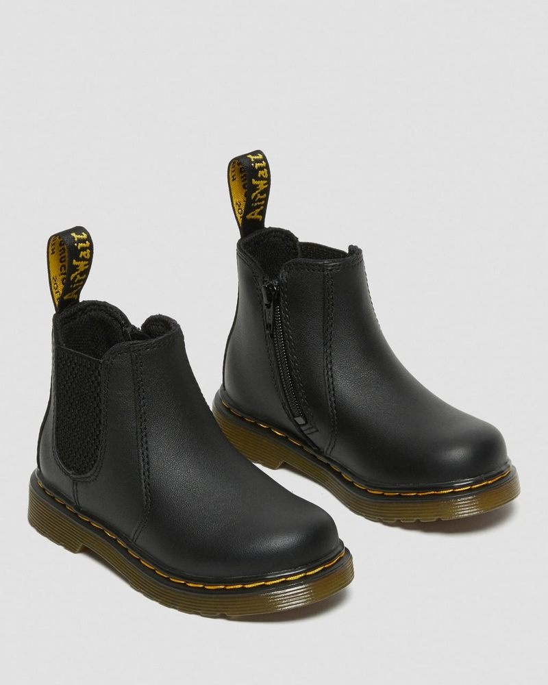 Black Dr Martens Infant/Toddler 2976 Softy T Leather Chelsea Boots (Softy T) Boots | KF49-U2GP