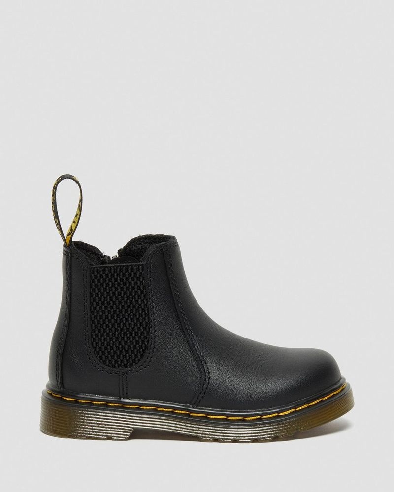 Black Dr Martens Infant/Toddler 2976 Softy T Leather Chelsea Boots (Softy T) Boots | KF49-U2GP