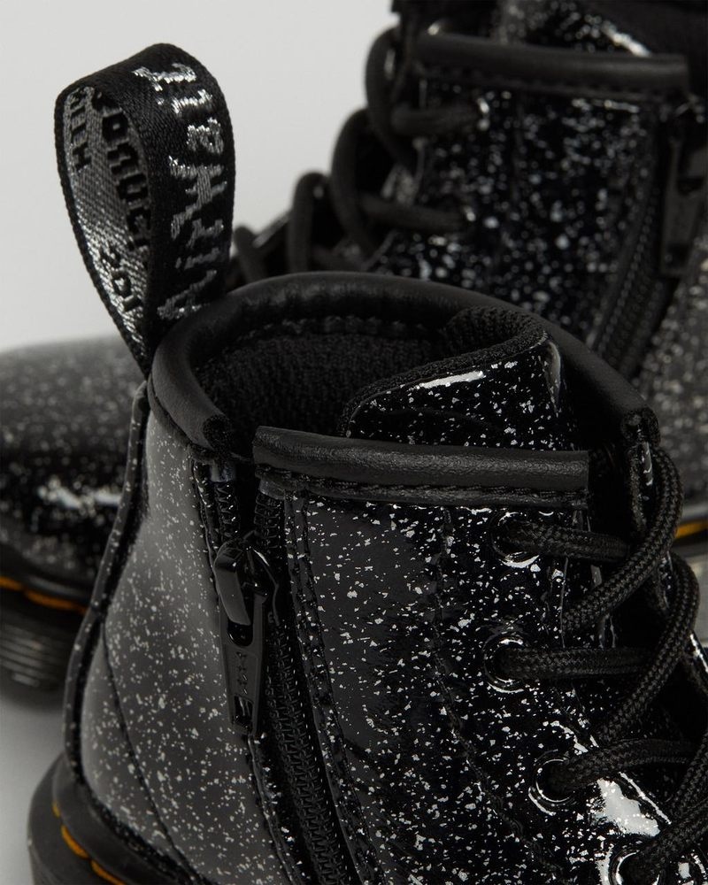 Black Dr Martens Infant 1460 Glitter Ankle Boots (Cosmic Glitter) Boots | LS73-A4KM