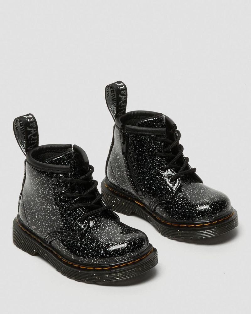 Black Dr Martens Infant 1460 Glitter Ankle Boots (Cosmic Glitter) Boots | LS73-A4KM