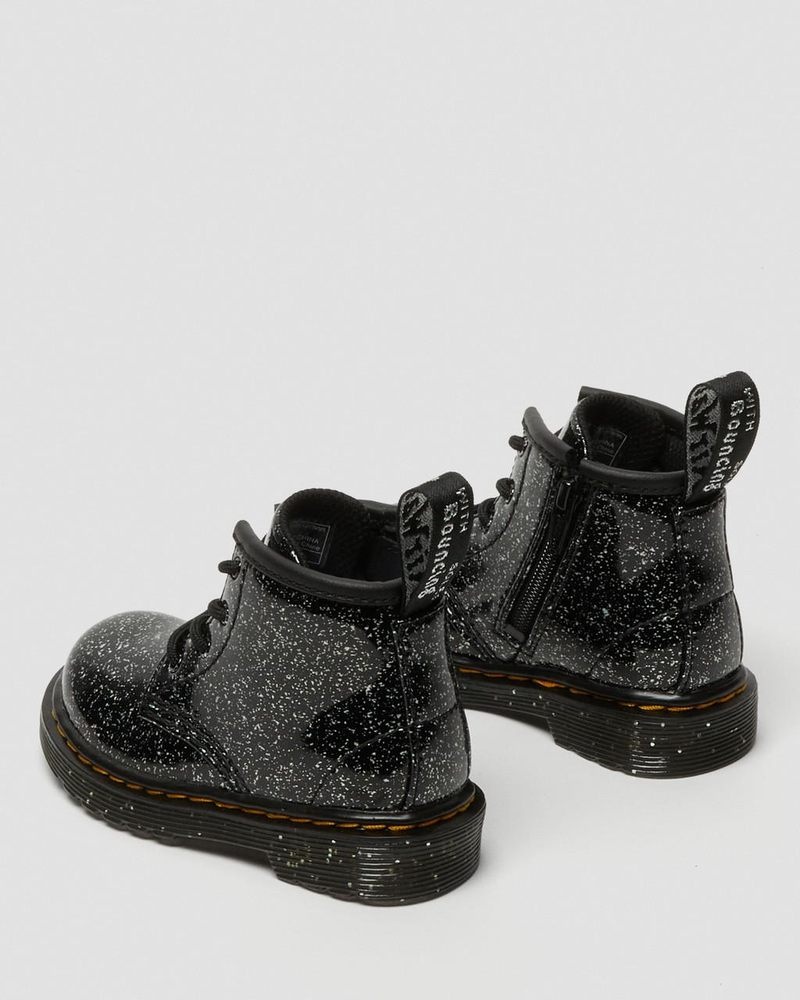 Black Dr Martens Infant 1460 Glitter Ankle Boots (Cosmic Glitter) Boots | LS73-A4KM