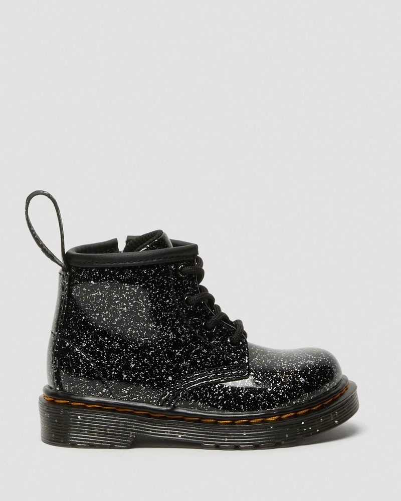 Black Dr Martens Infant 1460 Glitter Ankle Boots (Cosmic Glitter) Boots | LS73-A4KM