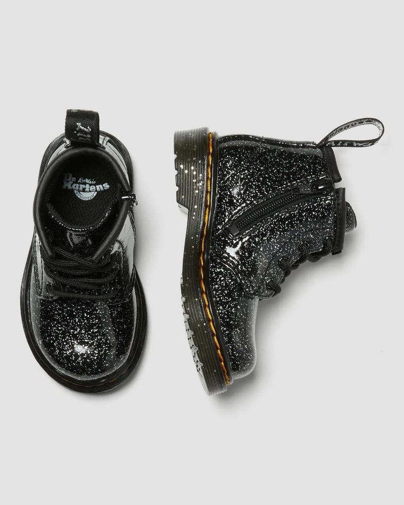 Black Dr Martens Infant 1460 Glitter Ankle Boots (Cosmic Glitter) Boots | LS73-A4KM