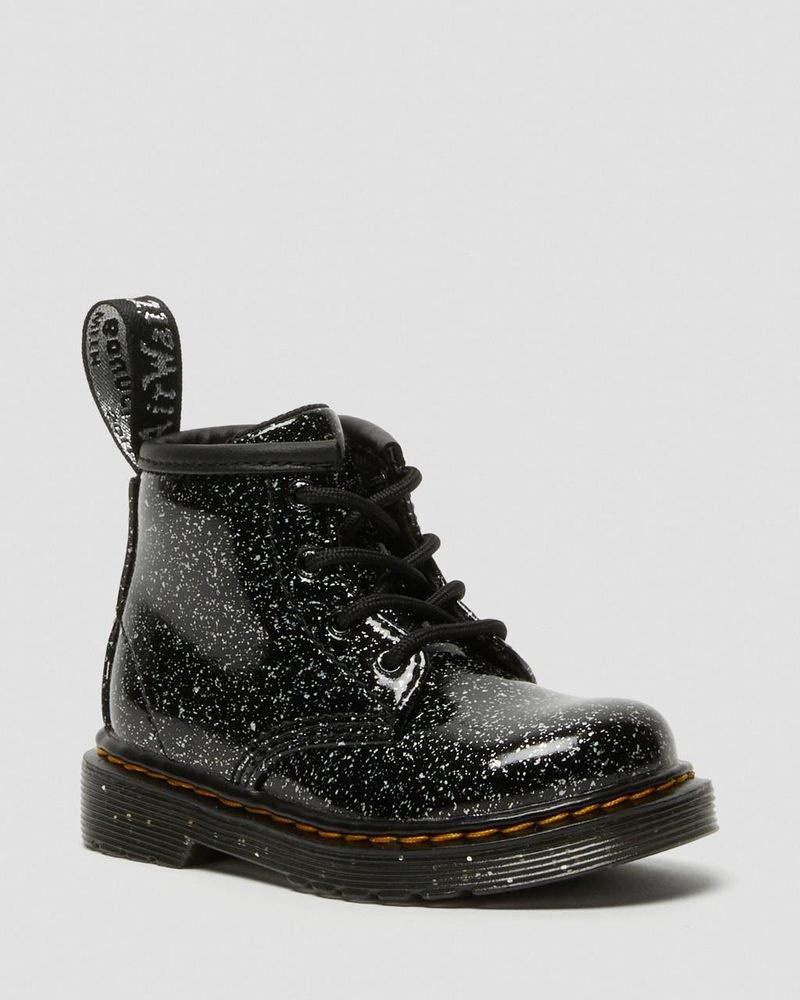 Black Dr Martens Infant 1460 Glitter Ankle Boots (Cosmic Glitter) Boots | LS73-A4KM