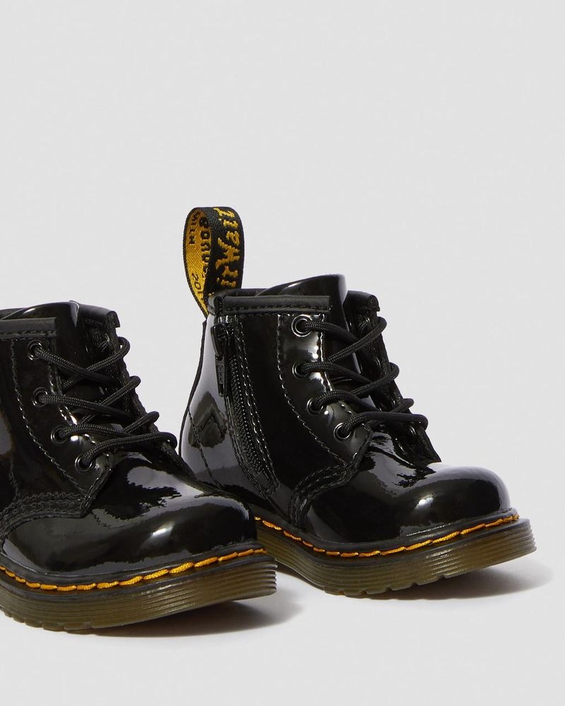 Black Dr Martens Infant 1460 Patent Leather Lace Up Boots (Patent Leather) Boots | PL26-F2OM