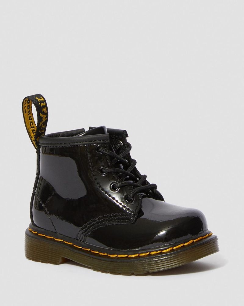 Black Dr Martens Infant 1460 Patent Leather Lace Up Boots (Patent Leather) Boots | PL26-F2OM