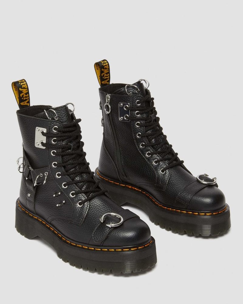 Black Dr Martens Jadon Boot Piercing Milled Nappa Leather Platforms (Milled Nappa) Platforms Boots | TX90-D8II