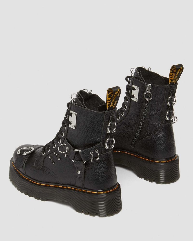 Black Dr Martens Jadon Boot Piercing Milled Nappa Leather Platforms (Milled Nappa) Platforms Boots | TX90-D8II