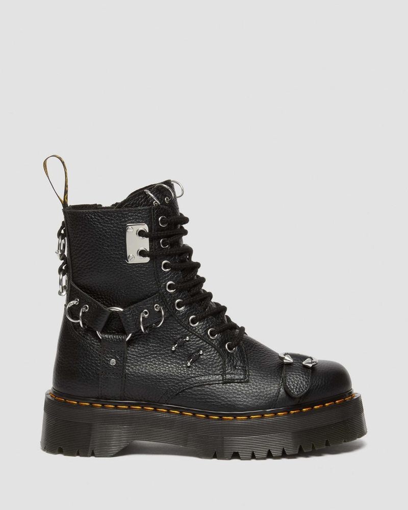 Black Dr Martens Jadon Boot Piercing Milled Nappa Leather Platforms (Milled Nappa) Platforms Boots | TX90-D8II