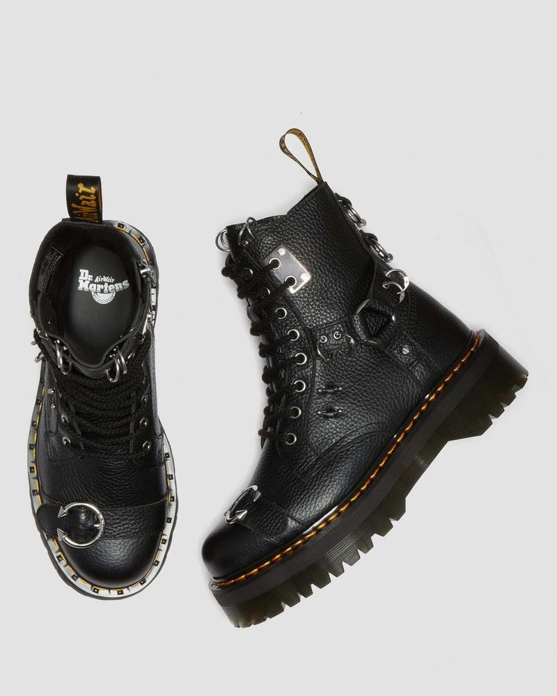 Black Dr Martens Jadon Boot Piercing Milled Nappa Leather Platforms (Milled Nappa) Platforms Boots | TX90-D8II