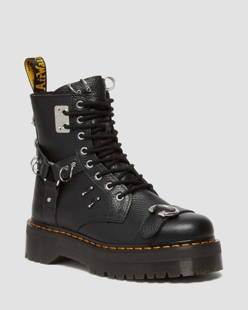 Black Dr Martens Jadon Boot Piercing Milled Nappa Leather Platforms (Milled Nappa) Platforms Boots | TX90-D8II