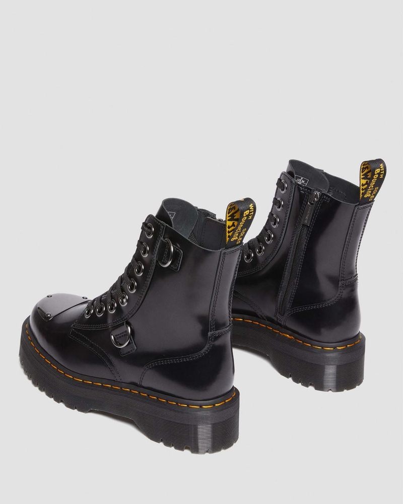 Black Dr Martens Jadon Boot Toe Guard Leather Platforms (Buttero) Platforms Boots | BP41-R6ZY