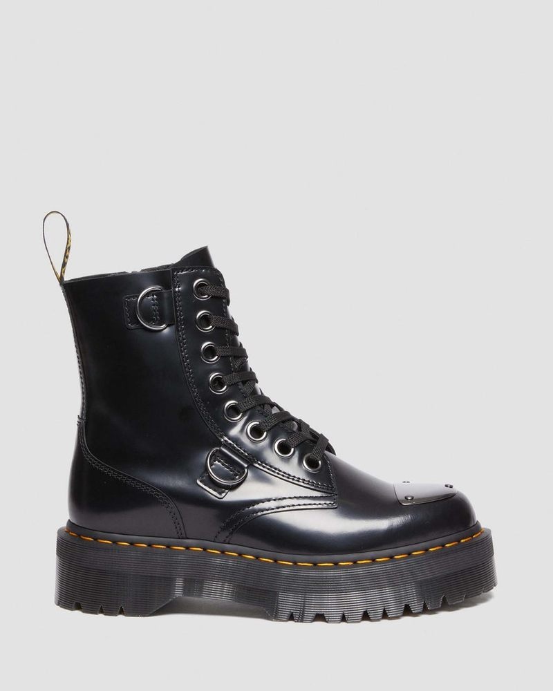 Black Dr Martens Jadon Boot Toe Guard Leather Platforms (Buttero) Platforms Boots | BP41-R6ZY