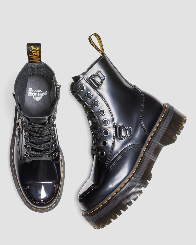 Black Dr Martens Jadon Boot Toe Guard Leather Platforms (Buttero) Platforms Boots | BP41-R6ZY