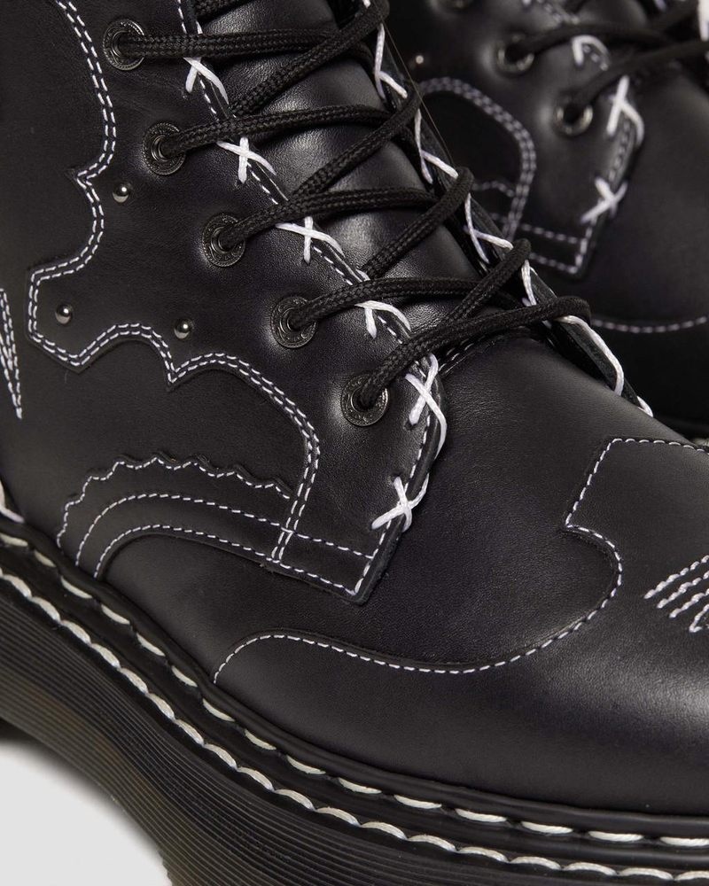 Black Dr Martens Jadon Hi Boot Gothic Americana Leather Platforms (Wanama) Platforms Boots | CM27-E1VG