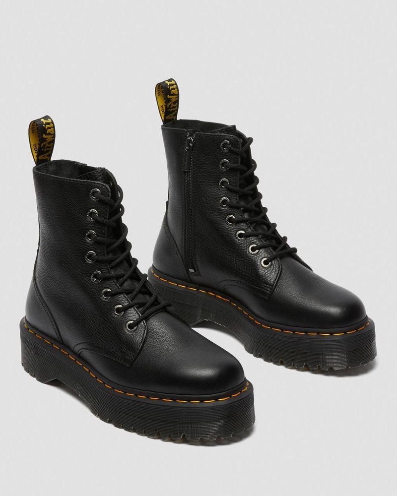 Black Dr Martens Jadon III Boot Pisa Leather Platforms (Pisa) Platforms Boots | HO14-J2PL