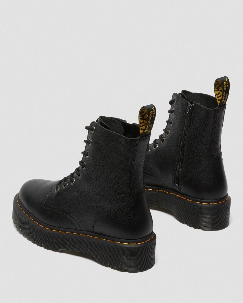 Black Dr Martens Jadon III Boot Pisa Leather Platforms (Pisa) Platforms Boots | HO14-J2PL