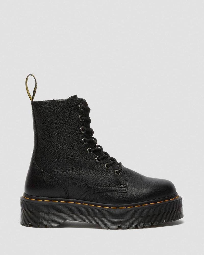 Black Dr Martens Jadon III Boot Pisa Leather Platforms (Pisa) Platforms Boots | HO14-J2PL