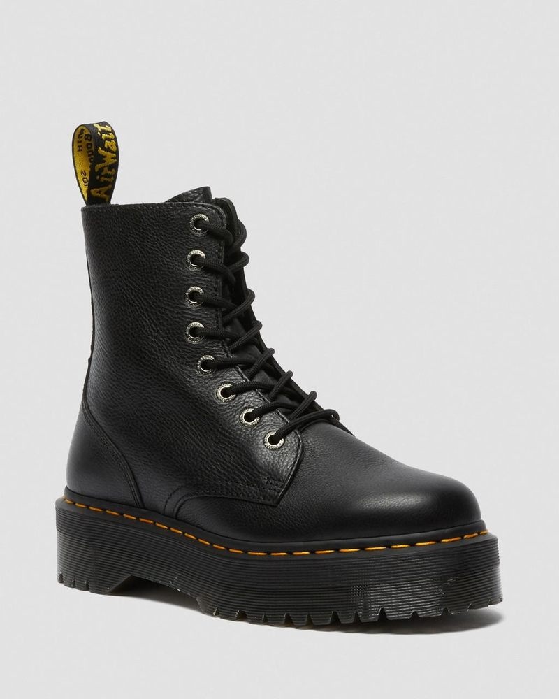 Black Dr Martens Jadon III Boot Pisa Leather Platforms (Pisa) Platforms Boots | HO14-J2PL