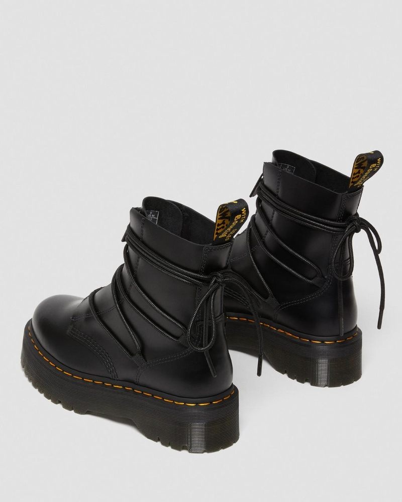 Black Dr Martens Jarrick II Laced Leather Platform Boots (Smooth+Paris) Platforms Boots | AP71-A2XH