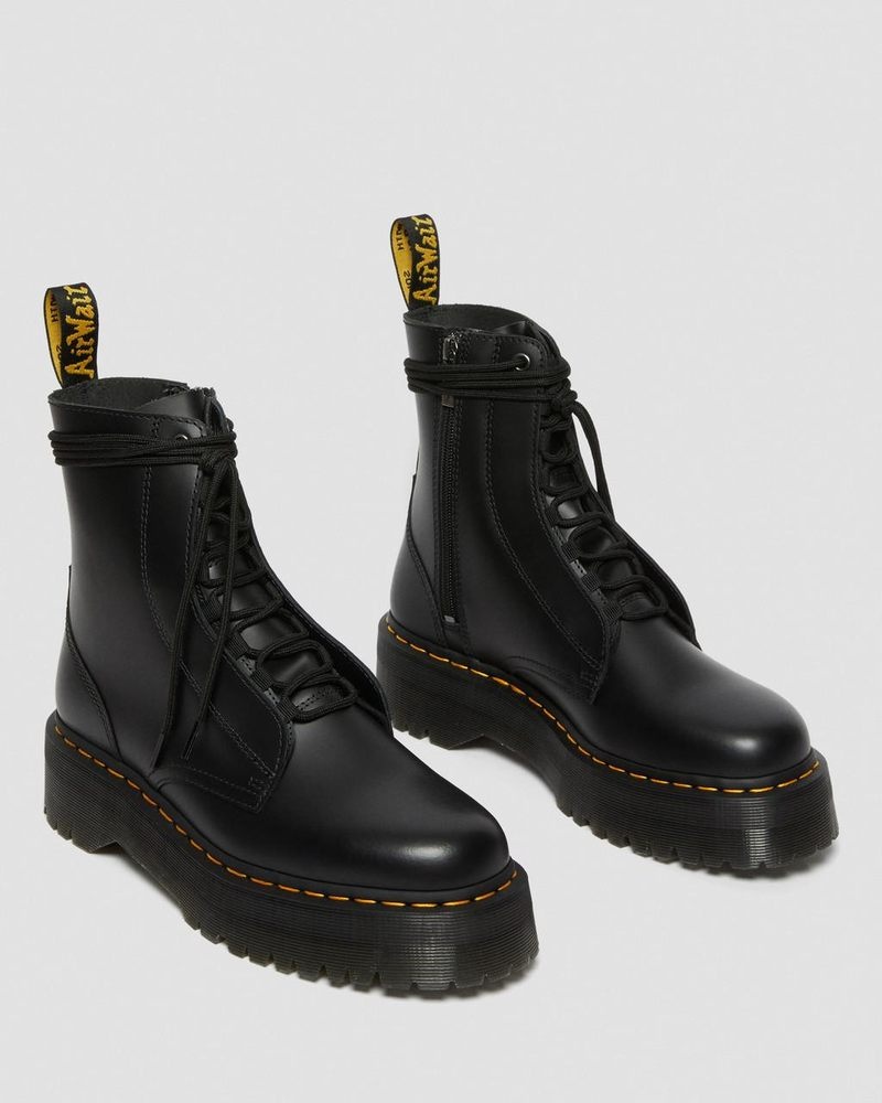 Black Dr Martens Jarrick Smooth Leather Platform Boots (Smooth Leather) Platforms Boots | BK74-Z3YN