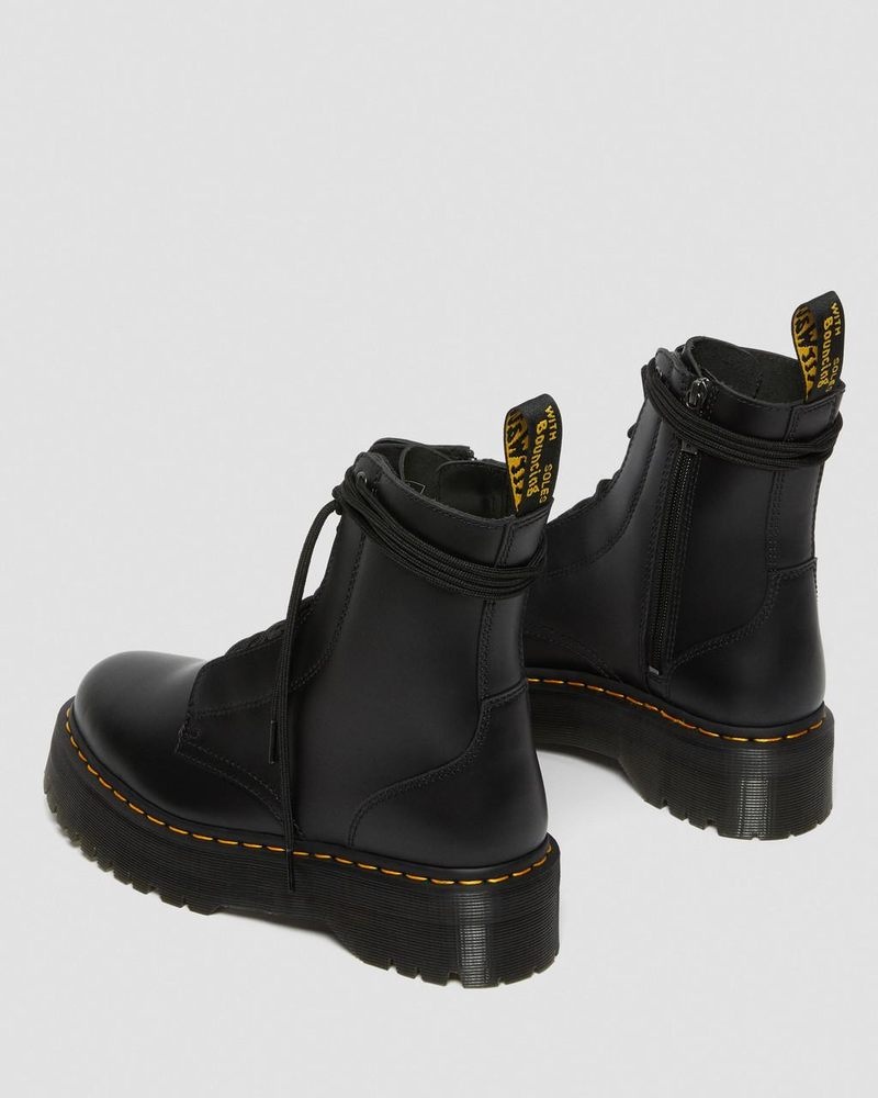 Black Dr Martens Jarrick Smooth Leather Platform Boots (Smooth Leather) Platforms Boots | BK74-Z3YN