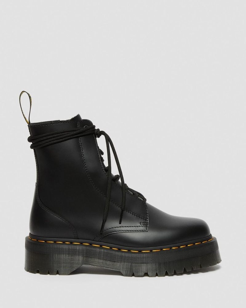 Black Dr Martens Jarrick Smooth Leather Platform Boots (Smooth Leather) Platforms Boots | BK74-Z3YN