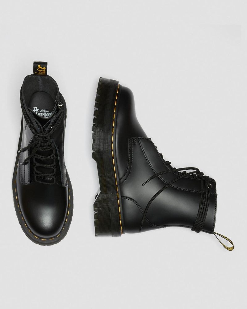 Black Dr Martens Jarrick Smooth Leather Platform Boots (Smooth Leather) Platforms Boots | BK74-Z3YN