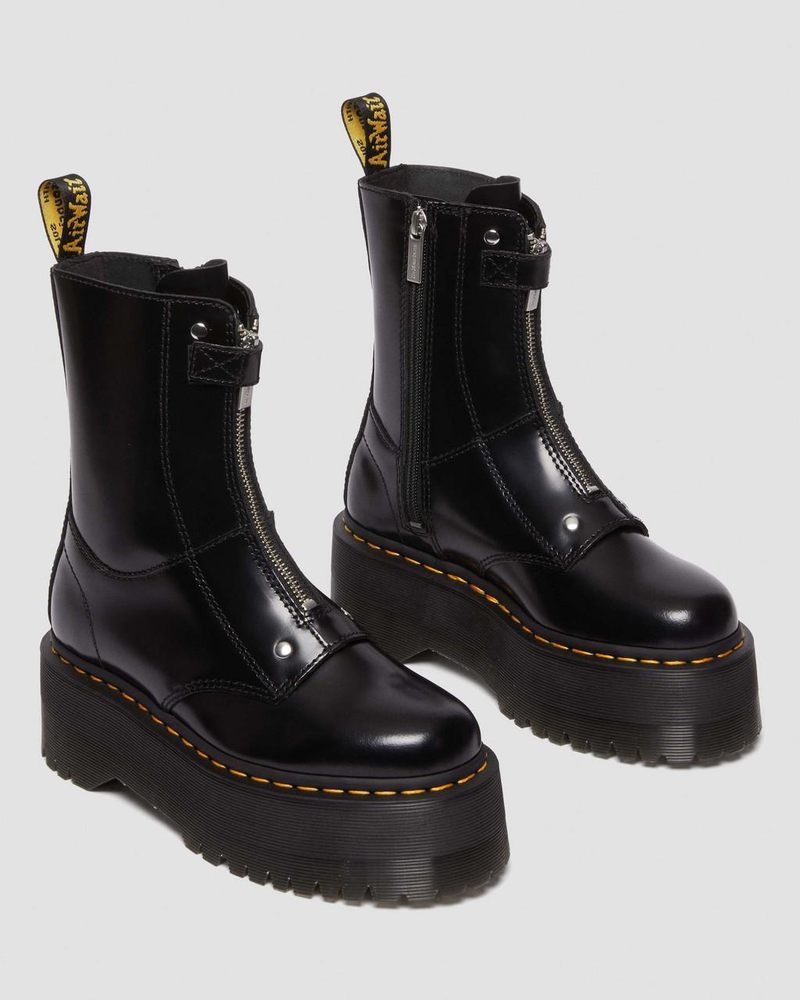 Black Dr Martens Jetta Hi Max Leather Platform Boots (Buttero) Platforms Boots | ID26-Q8NA